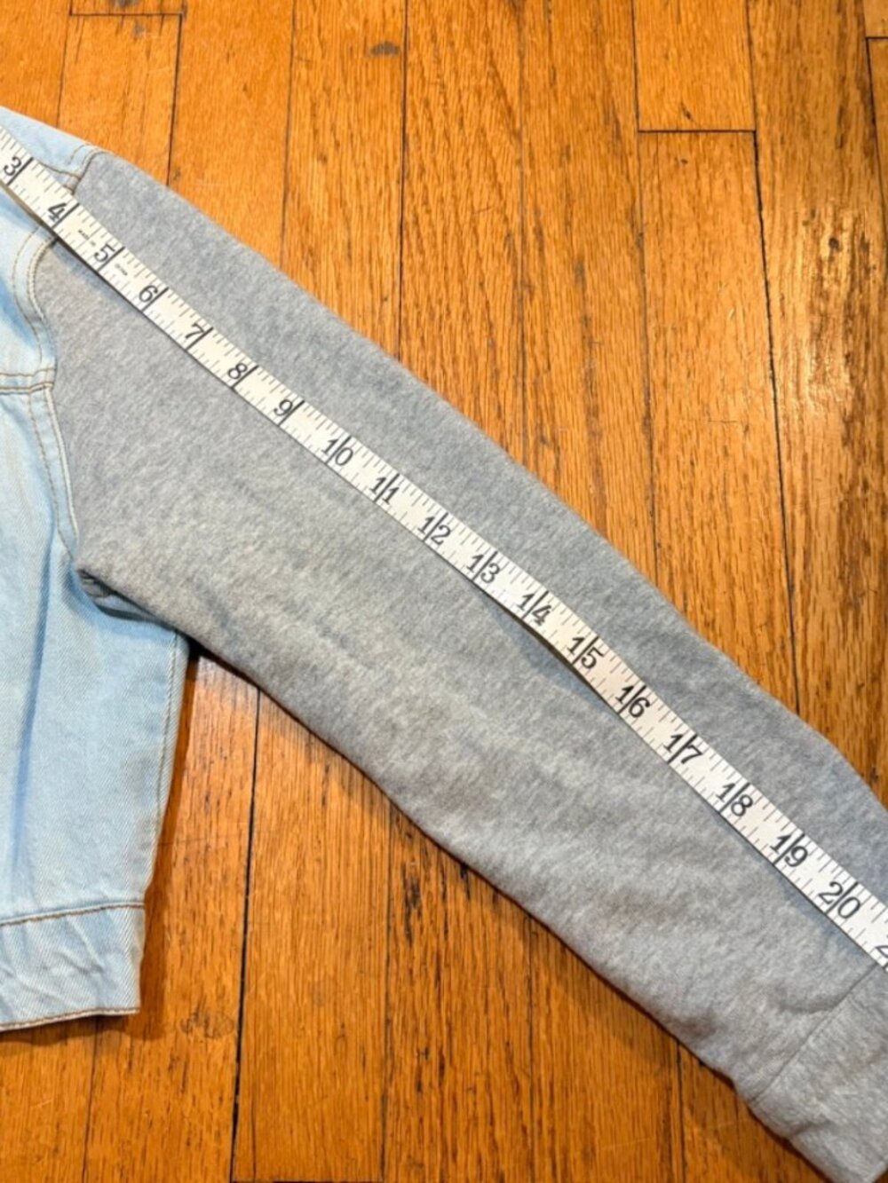 C’ESTTOI Cropped Denim Jacket Knit Sleeve Y2K Streetwear Small - Picture 5 of 11